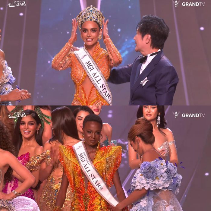 Hoa hậu Vanessa Pulgarín (Colombia), Á hậu 1 Faith Maria Porter (Ghana) tại chung kết MGI All Stars 2026.