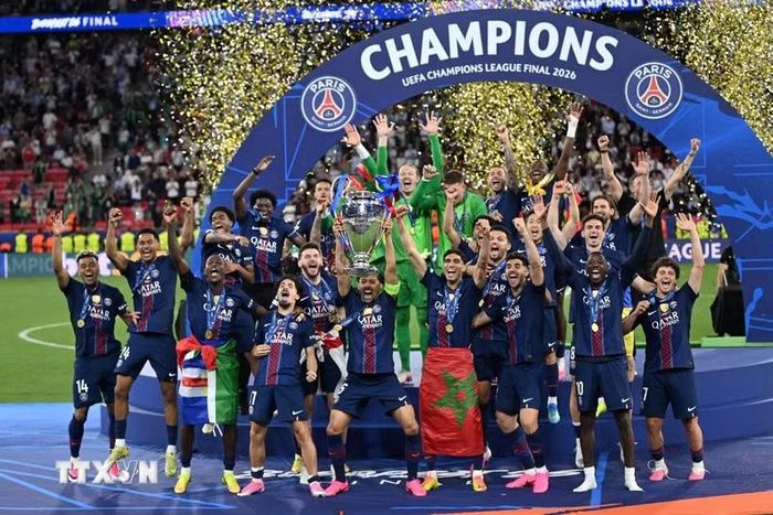 PSG bảo vệ thành công chức vô địch Champions League. (Ảnh: Anadolu Agency/TTXVN)