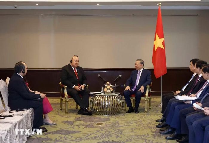 Tổng Bí thư, Chủ tịch nước Tô Lâm tiếp Tiến sỹ Saia Ma’u Piukala, Giám đốc khu vực Tây Thái Bình Dương của Tổ chức Y tế Thế giới (WHO). (Ảnh: Thống Nhất/TTXVN)