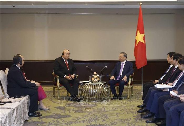 Tổng Bí thư, Chủ tịch nước Tô Lâm tiếp Tiến sĩ Saia Ma’u Piukala, Giám đốc khu vực Tây Thái Bình Dương của Tổ chức Y tế Thế giới (WHO). Ảnh: Thống Nhất/TTXVN