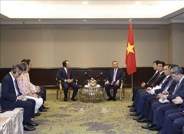 Tổng Bí thư, Chủ tịch nước Tô Lâm tiếp ông Tristan Aboitiz, Chủ tịch kiêm Tổng Giám đốc điều hành Tập đoàn Aboitiz Foods. Ảnh: Thống Nhất/TTXVN
