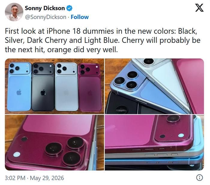 Leaker Sonny Dickson đã chia sẻ hình ảnh các mô hình giả (dummy model) của iPhone 18 Pro.