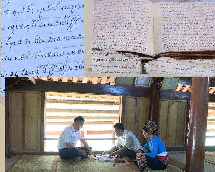 Các thành viên trong câu lạc bộ truyền dạy chữ Thái cổ.