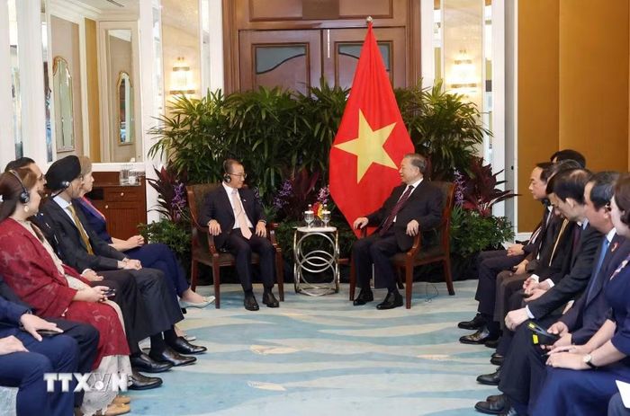 Tổng Bí thư, Chủ tịch nước Tô Lâm hội kiến Chủ tịch Quốc hội Singapore Seah Kian Peng - Ảnh: TTXVN