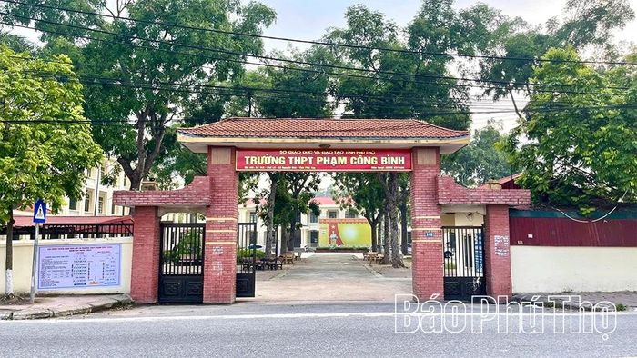 Trường THPT Phạm Công Bình (xã Nguyệt Đức) nơi có trên 480 thí sinh tham gia thi tuyển sinh vào lớp 10.