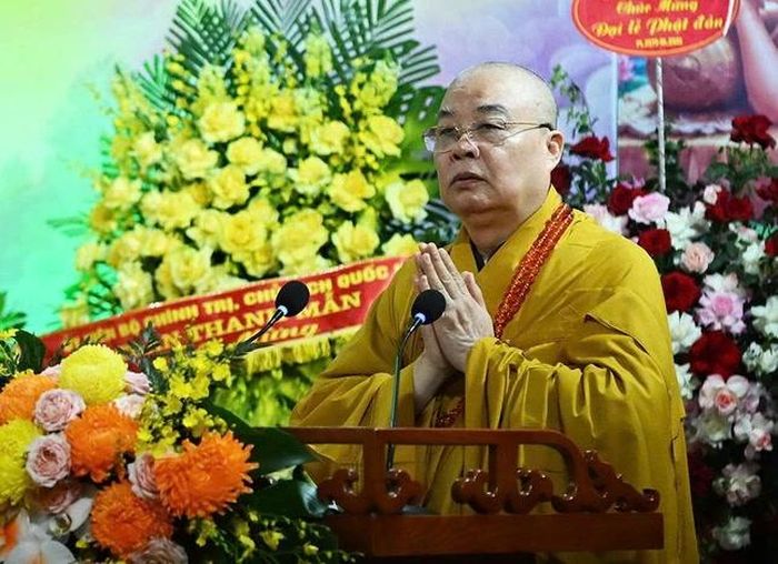 Trưởng lão Hòa thượng Thích Thanh Nhiễu tuyên đọc Thông điệp Phật đản Phật lịch 2570 của Đức Pháp chủ GHPGVN