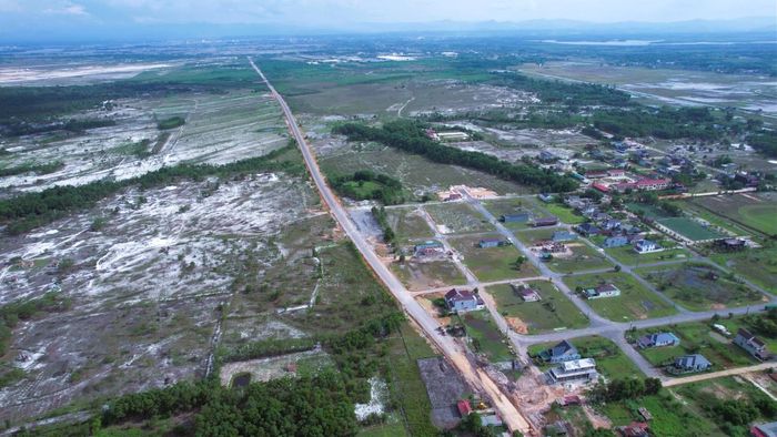 Phía Nam đoạn giao với lộ 575a đang thi công nhìn từ trên cao.
