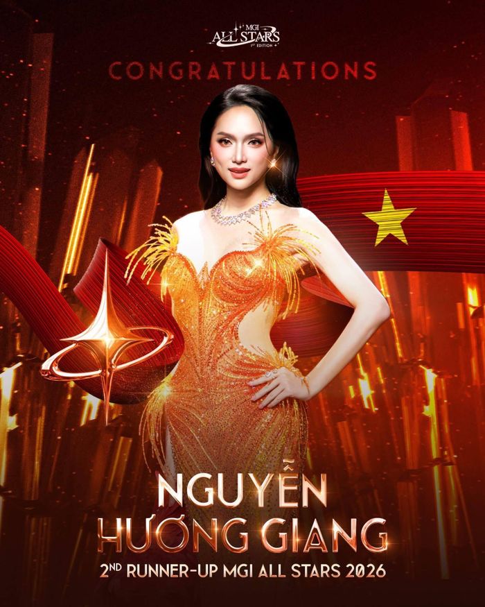 Hương Giang giành ngôi vị Á hậu 2 Miss Grand International All Stars 2026.