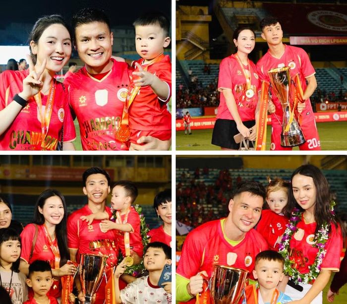 Các cầu thủ vui chức vô địch V-League bên gia đình nhỏ