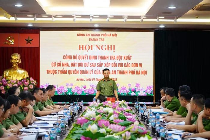Đại tá Nguyễn Ngọc Quyền, Phó Bí thư Đảng ủy, Phó Giám đốc CATP Hà Nội phát biểu chỉ đạo tại hội nghị.