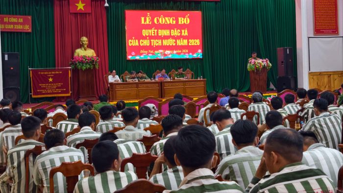  218 phạm nhân đang chấp hành án tại Trại giam Xuân Lộc được đặc xá năm 2026. Ảnh: THÀNH ĐẠT 
