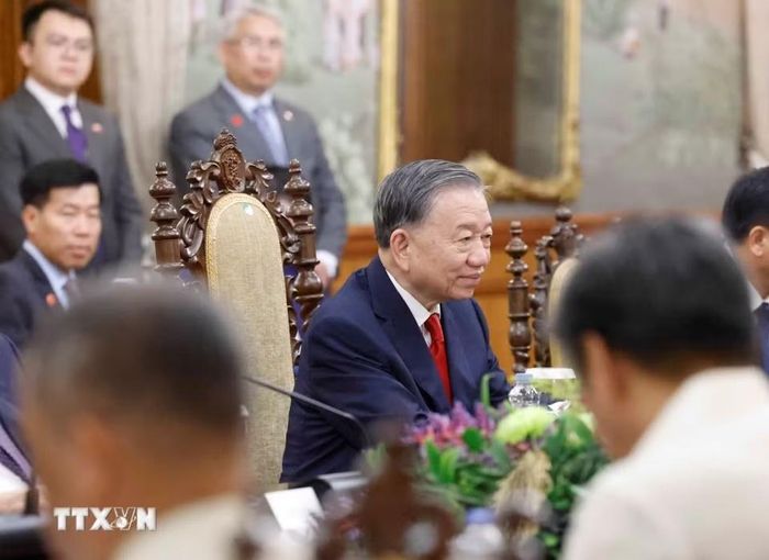  Tổng Bí thư, Chủ tịch nước Tô Lâm phát biểu tại cuộc hội đàm với Tổng thống Philippines. Ảnh: Thống Nhất/TTXVN. 