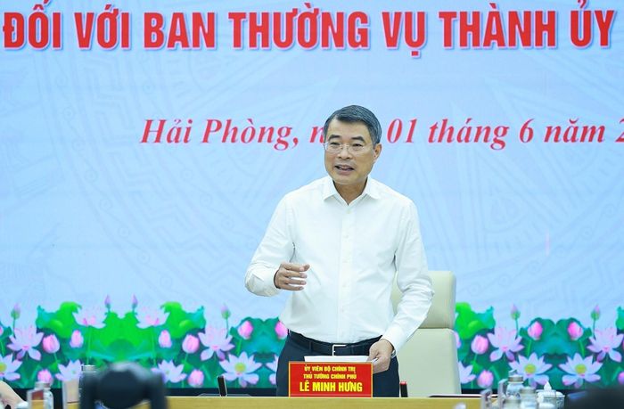Bí thư Đảng ủy, Thủ tướng Chính phủ Lê Minh Hưng kết luận Hội nghị thông qua dự thảo báo cáo kết quả kiểm tra đối với Ban Thường vụ Thành ủy Hải Phòng. Ảnh: Dương Giang – TTXVN