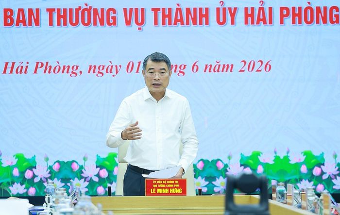 Bí thư Đảng ủy, Thủ tướng Chính phủ Lê Minh Hưng kết luận Hội nghị thông qua dự thảo báo cáo kết quả kiểm tra đối với Ban Thường vụ Thành ủy Hải Phòng. Ảnh: Dương Giang – TTXVN