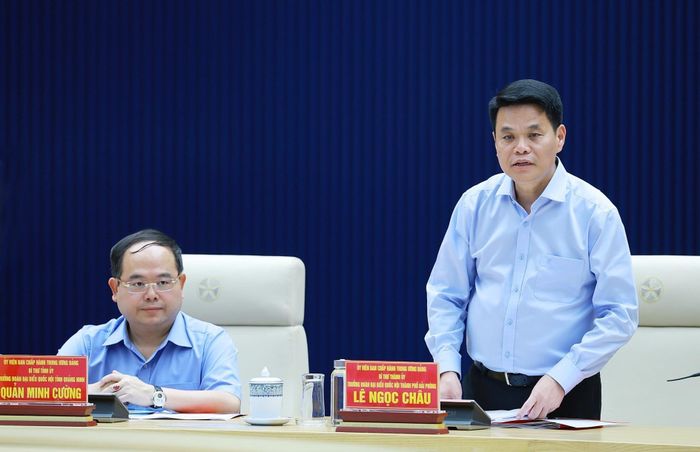 Bí thư Thành ủy Hải Phòng Lê Ngọc Châu phát biểu. Ảnh: Dương Giang – TTXVN