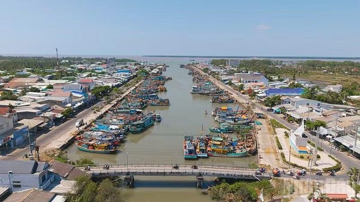 Cảng cá Định An, xã Đại An, nằm trong khu kinh tế Định An, tỉnh Vĩnh Long, hằng ngày có nhiều lượt tàu đánh bắt xa bờ cặp cảng.