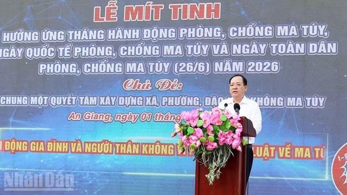 Phó Chủ tịch Thường trực Ủy ban nhân dân tỉnh An Giang Nguyễn Thanh Phong phát biểu tại buổi Lễ.