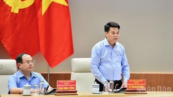 Bí thư Thành ủy Hải Phòng Lê Ngọc Châu phát biểu ý kiến tại cuộc làm việc. (Ảnh: THANH GIANG)