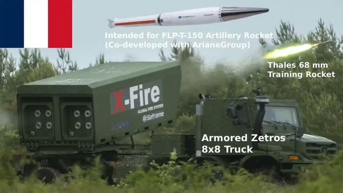 Nguyên mẫu X-Fire đã phóng thành công rocket huấn luyện X-Fum cỡ 68mm của Thales, nhằm xác nhận chức năng điều khiển hỏa lực cơ bản. Đáng chú ý, X-Fire sẽ chủ yếu sử dụng rocket pháo dẫn đường FLP-T-150, có tầm bắn lên tới 150 km.