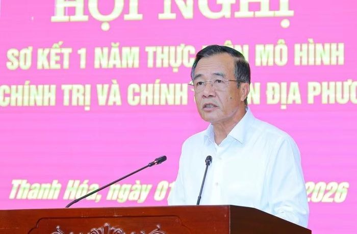 Bí thư Tỉnh ủy Thanh Hóa Lê Đức Thái phát biểu kết luận và bế mạc hội nghị. (Ảnh TTXVN phát)