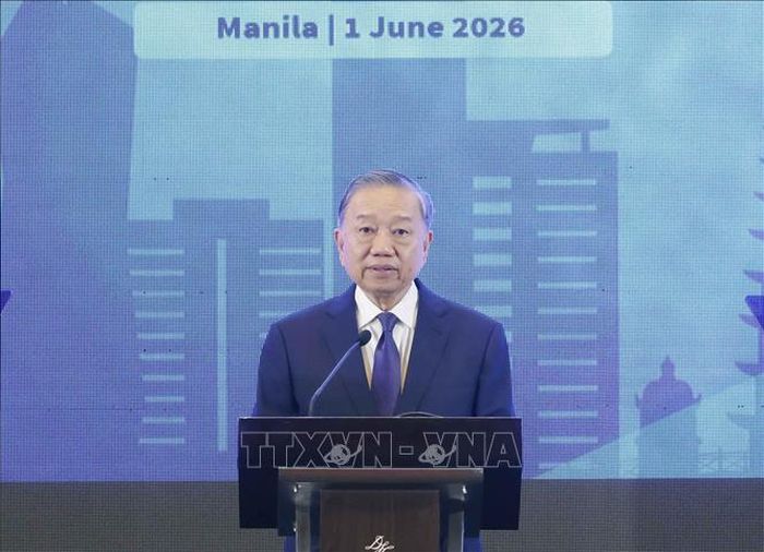 Tổng Bí thư, Chủ tịch nước Tô Lâm phát biểu tại Diễn đàn Doanh nghiệp Việt Nam - Philippines. Ảnh: Thống Nhất/TTXVN