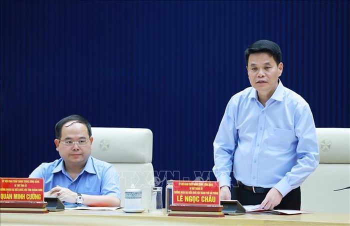 Bí thư Thành ủy Hải Phòng Lê Ngọc Châu phát biểu. Ảnh: Dương Giang/TTXVN