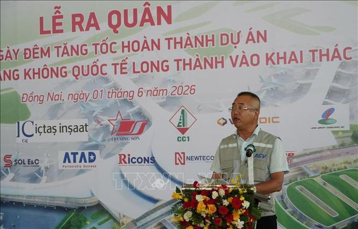 Lãnh đạo Ban Quản lý Dự án sân bay Long Thành phát biểu tại lễ.
