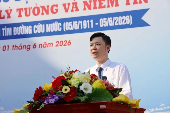 Đồng chí Lê Văn Trung, Giám đốc Sở Văn hóa, Thể thao và Du lịch phát biểu tại lễ khai mạc.