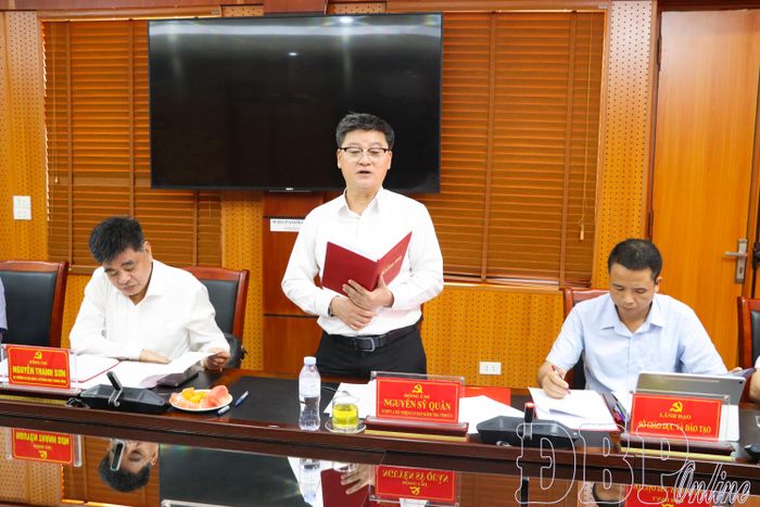 Đồng chí Nguyễn Sỹ Quân, Ủy viên BTV, Chủ nhiệm UBKT Tỉnh ủy phát biểu tại buổi làm việc.