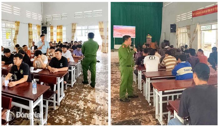 Đồng chí Đại úy Trần Văn Hòa, Phó Đội trưởng Đội PCCC&amp;CNCH khu vực 5 giải đáp trực tiếp những khó khăn vướng mắc của các cơ sở. Ảnh: PV