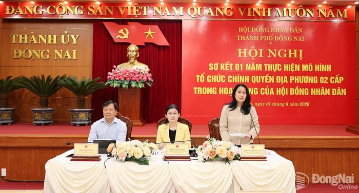 Ủy viên Ban Thường vụ Thành ủy, Phó Chủ tịch Thường trực HĐND thành phố Đặng Minh Nguyệt phát biểu tại hội nghị. Ảnh: Hồ Thảo