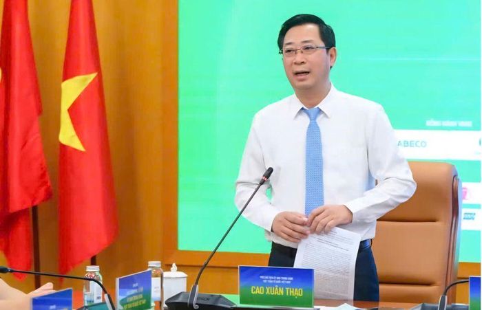 Ông Cao Xuân Thạo, Phó Chủ tịch Ủy ban Trung ương Mặt trận Tổ quốc Việt Nam phát biểu tại buổi họp báo.