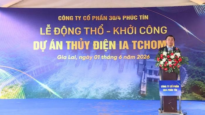  Ông Nguyễn Thanh - Tổng Giám đốc Công ty cổ phần 30/4 Phúc Tín phát biểu tại lễ động thổ, khởi công dự án. Ảnh: Phi Long 