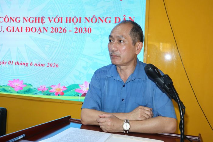 Đồng chí Vương Đức Lợi – Phó Chủ tịch MTTQ Việt Nam tỉnh, Chủ tịch Hội Nông dân tỉnh phát biểu tại lễ ký kết.