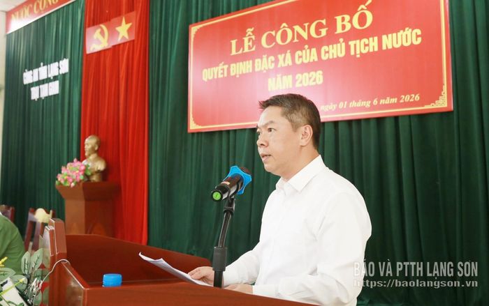 Đồng chí Đoàn Thanh Sơn, Phó Chủ tịch UBND tỉnh phát biểu tại lễ công bố