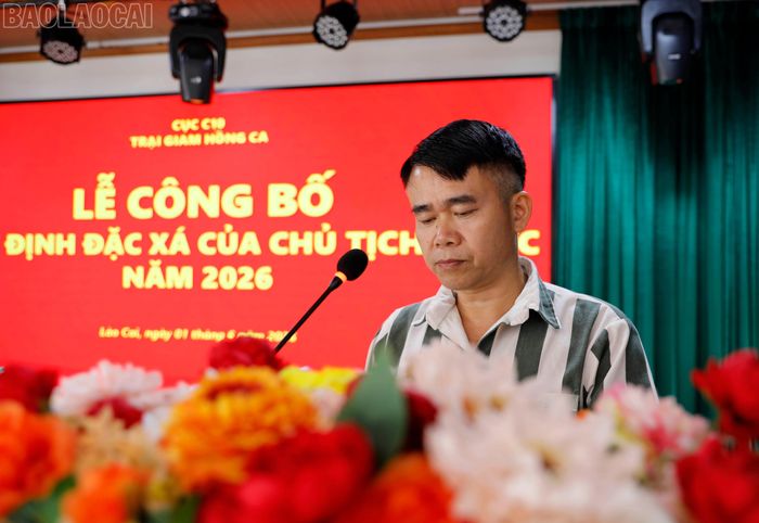 Đại diện phạm nhân được đặc xá cam kết trở thành công dân tốt sau khi được đặc xá.