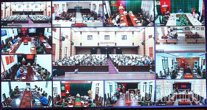Hội nghị được kết nối trực tuyến đến điểm cầu các xã, phường trong tỉnh.