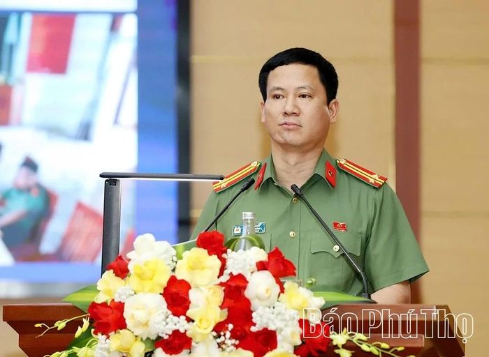 Đại diện Cục An ninh nội địa, Bộ Công an phát biểu tại hội nghị.