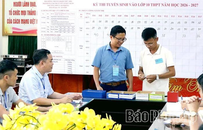Hội đồng coi thi THPT Cao Phong chuẩn bị các bước cho kỳ thi tuyển sinh vào lớp 10 năm học 2026 - 2027.