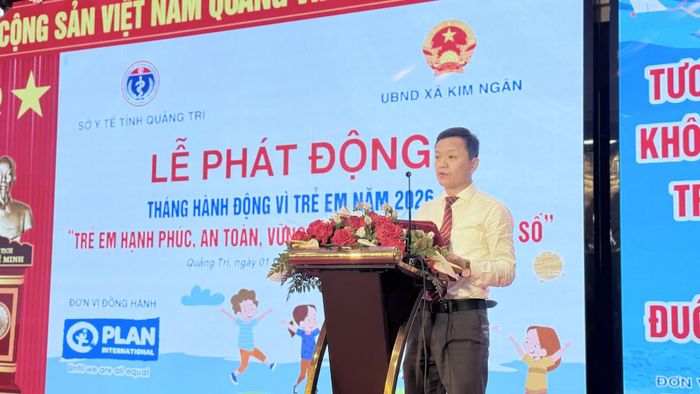 Đại diện lãnh đạo xã Kim Ngân phát biểu hưởng ứng tại lễ phát động - Ảnh: Q.N