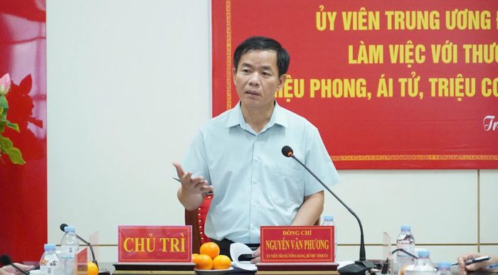Đồng chí Nguyễn Văn Phương, Bí thư Tỉnh ủy kết luận tại buổi làm việc - Ảnh: Q.V
