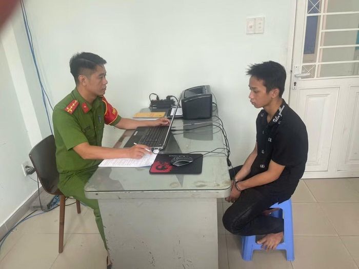 Đối tượng Nguyễn Thái Sang tại cơ quan điều tra.