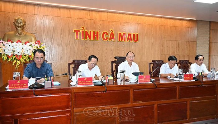 Các đồng chí Thường trực Tỉnh ủy chủ trì buổi làm việc với Thanh tra tỉnh.