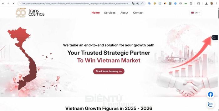Website Transcosmos Việt Nam tại bm.trans-cosmos.com.vn sau khi cập nhật bản đồ Việt Nam có Hoàng Sa Trường Sa theo phản ánh về vi phạm chủ quyền lãnh thổ Việt Nam