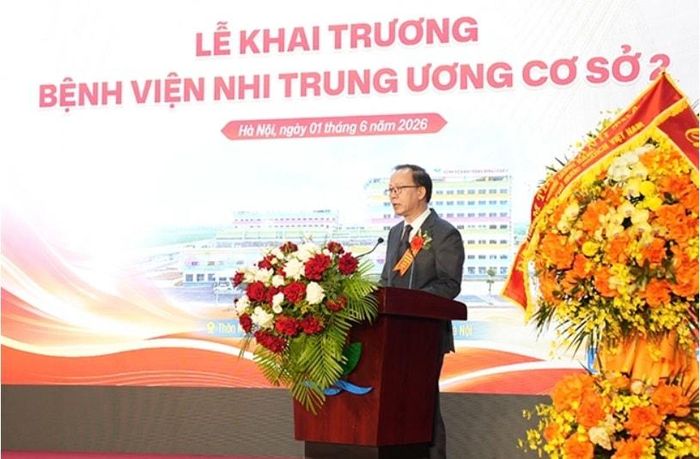 GS.TS Trần Minh Điển - Giám đốc Bệnh viện Nhi Trung ương phát biểu tại Lễ khai trương. Ảnh: ĐH