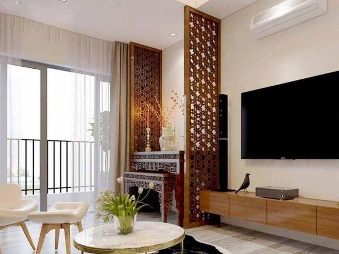 Khi thiết kế bàn thờ cho căn hộ chung cư, bạn cũng cần chú ý đến việc đặt bài vị tổ tiên phù hợp.
