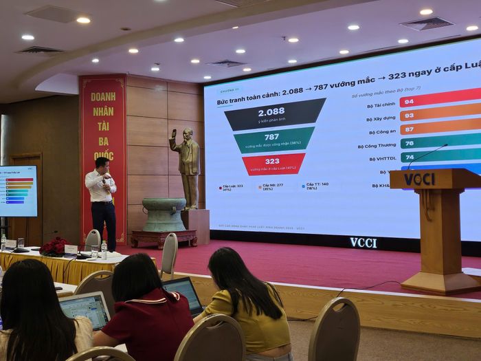 Ông Đậu Anh Tuấn trình bày Báo cáo tại hội thảo. Ảnh: M.T