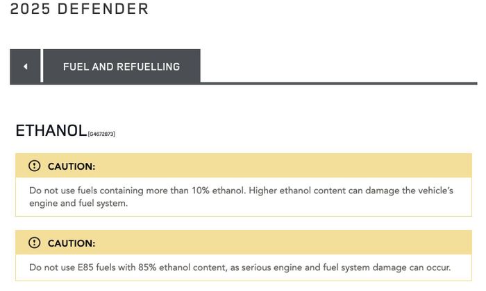  Land Rover Defender tại Việt Nam tương thích với xăng E10 theo công bố từ hãng. Ảnh: Land Rover.