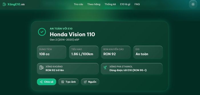 Các thông tin hiển thị trên website mà người dùng có thể tham khảo.