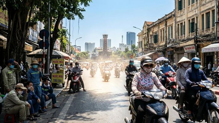 Hà Nội và các tỉnh Bắc Bộ nắng nóng gay gắt, có nơi trên 37°C. Ảnh được tạo bởi AI